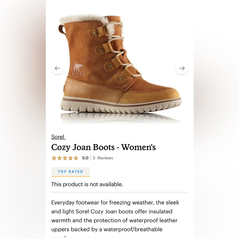 Sorel Waterproof Cozy Joan Waterproof Boots Women's size 7